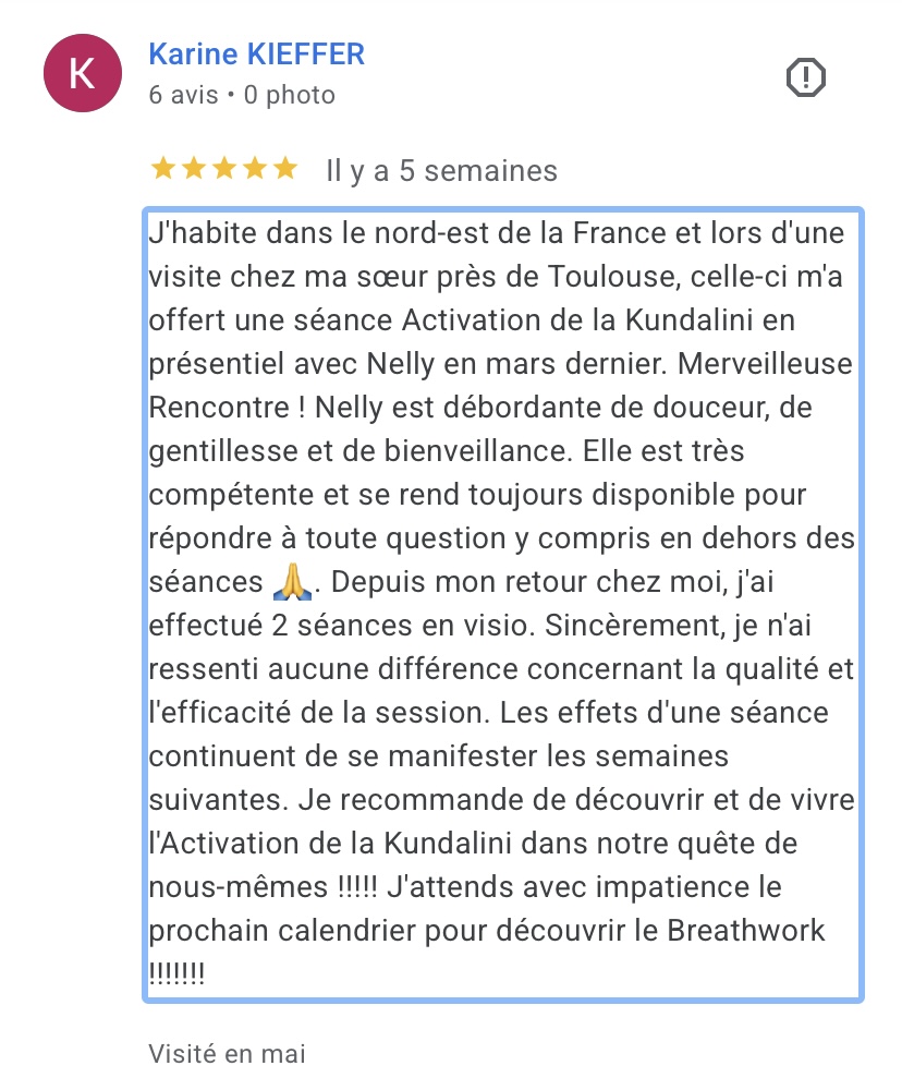 Avis Google de Karine Kieffer