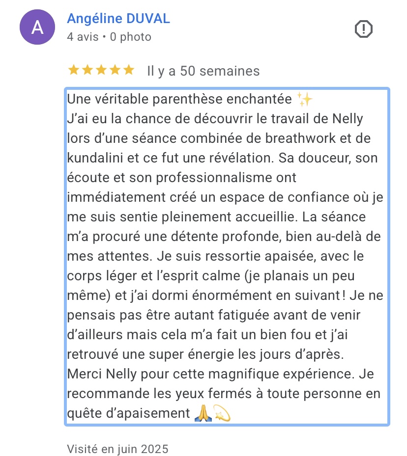 Avis Google de Angéline Duval
